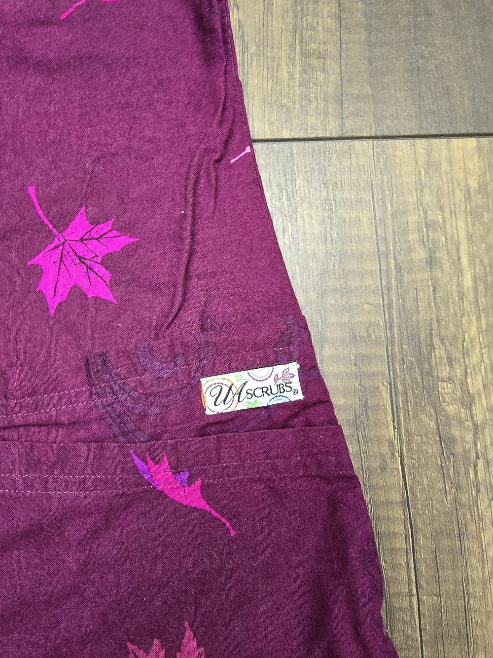 Smart Scrubs Plum Leaf Print Tunic Top - Picture 5 of 5